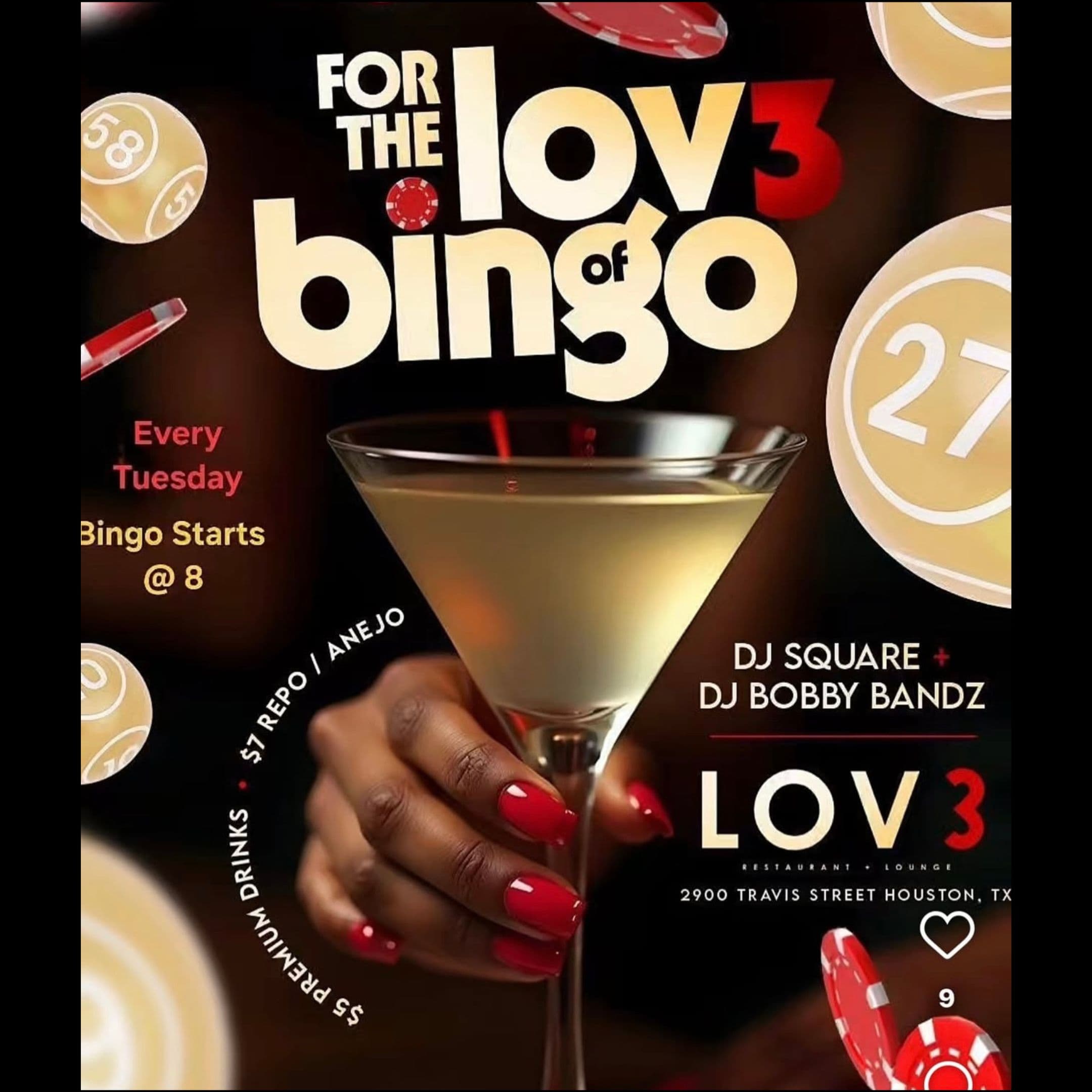 LOV3 HTX Bingo flyer